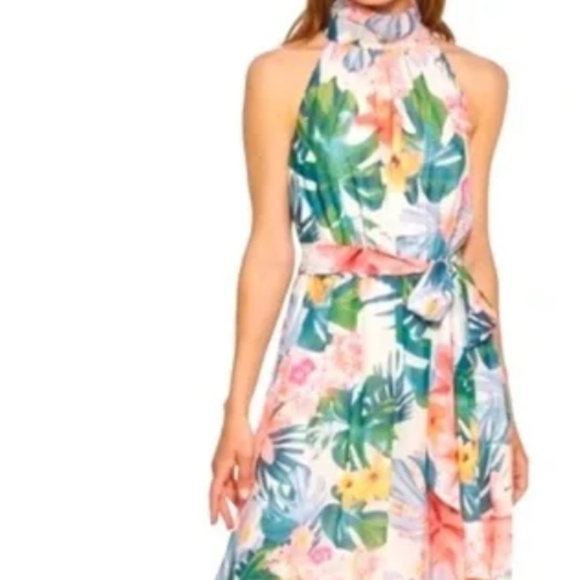 Eliza J Tropical Floral Print Dress Size 12 - Picture 2 of 6